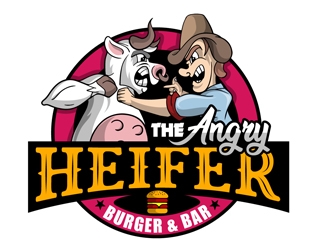 The Angry Heifer Burger & Bar logo design by DreamLogoDesign