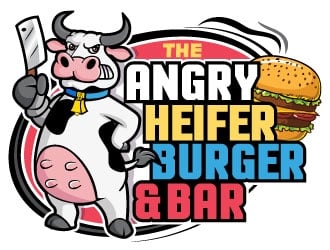 The Angry Heifer Burger &amp; Bar logo design by Suvendu