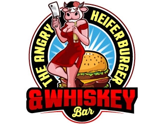 The Angry Heifer Burger & Bar logo design by Suvendu