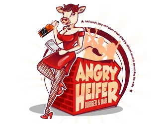 The Angry Heifer Burger & Bar logo design by Suvendu