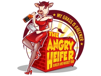 The Angry Heifer Burger & Bar logo design by Suvendu