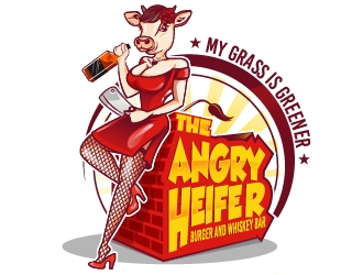 The Angry Heifer Burger & Bar logo design by Suvendu