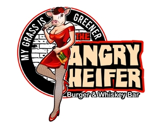 The Angry Heifer Burger & Bar logo design by DreamLogoDesign