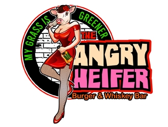 The Angry Heifer Burger & Bar logo design by DreamLogoDesign