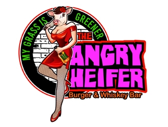 The Angry Heifer Burger & Bar logo design by DreamLogoDesign