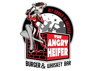 The Angry Heifer Burger & Bar logo design by invento