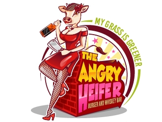 The Angry Heifer Burger & Bar logo design by Suvendu