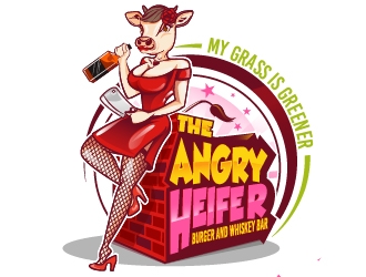 The Angry Heifer Burger & Bar logo design by Suvendu