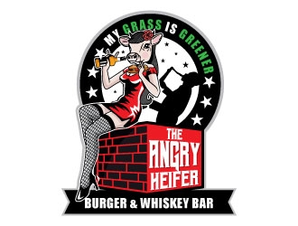 The Angry Heifer Burger & Bar logo design by invento