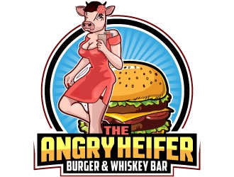 The Angry Heifer Burger & Bar logo design by Suvendu