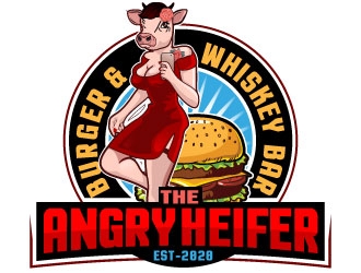 The Angry Heifer Burger & Bar logo design by Suvendu