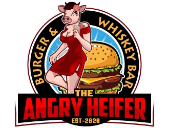 The Angry Heifer Burger & Bar logo design by Suvendu