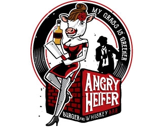 The Angry Heifer Burger &amp; Bar logo design by REDCROW