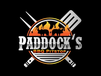 Paddock s BBQ Pitstop logo design by AamirKhan