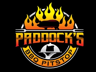 Paddock s BBQ Pitstop logo design by DreamLogoDesign