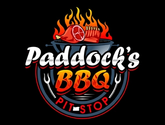 Paddock s BBQ Pitstop logo design by DreamLogoDesign