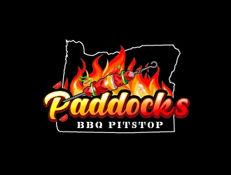 Paddock s BBQ Pitstop logo design by KreativeLogos