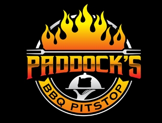Paddock s BBQ Pitstop logo design by DreamLogoDesign