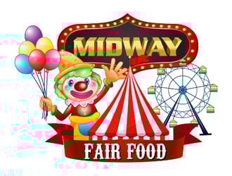 Midway Fair Food  The Stuff That Makes You Smile logo design by LogoInvent