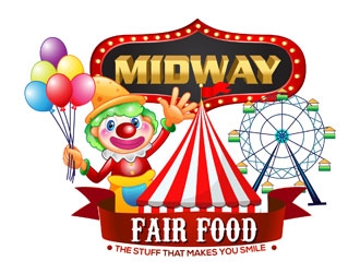 Midway Fair Food  The Stuff That Makes You Smile logo design by LogoInvent