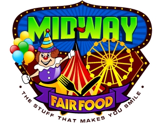 Midway Fair Food  The Stuff That Makes You Smile logo design by Suvendu