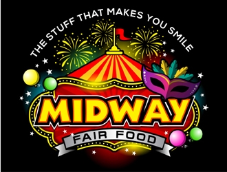 Midway Fair Food  The Stuff That Makes You Smile logo design by MAXR