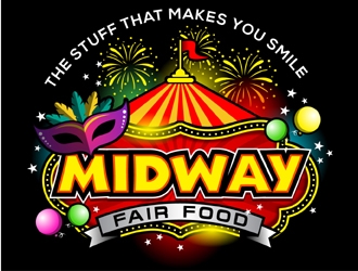 Midway Fair Food  The Stuff That Makes You Smile logo design by MAXR