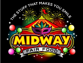 Midway Fair Food  The Stuff That Makes You Smile logo design by MAXR