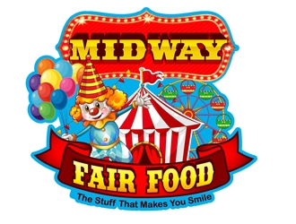 Midway Fair Food  The Stuff That Makes You Smile logo design by DreamLogoDesign