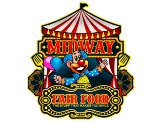 Midway Fair Food  The Stuff That Makes You Smile logo design by DreamLogoDesign