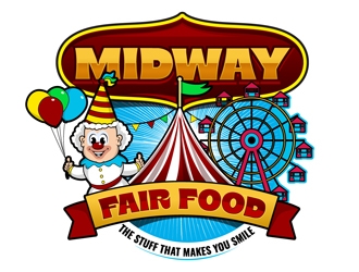 Midway Fair Food  The Stuff That Makes You Smile logo design by DreamLogoDesign