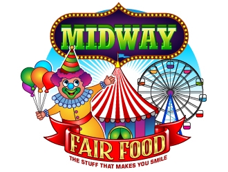 Midway Fair Food  The Stuff That Makes You Smile logo design by Suvendu