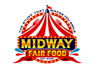 Midway Fair Food  The Stuff That Makes You Smile logo design by Suvendu