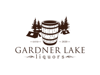 Gardner lake liquors logo design by naldart