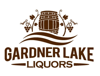 Gardner lake liquors logo design by PMG