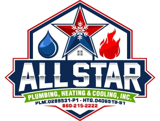All-Star Plumbing, Heating & Cooling, Inc. logo design by Suvendu