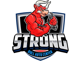 Strong Bull Auto Center logo design by LucidSketch
