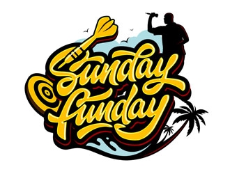 Sunday Funday (dart themed logo) logo design by DreamLogoDesign