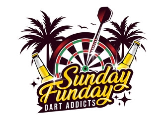 Sunday Funday (dart themed logo) logo design by DreamLogoDesign