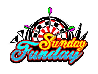 Sunday Funday (dart themed logo) logo design by DreamLogoDesign
