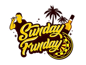 Sunday Funday (dart themed logo) logo design by DreamLogoDesign