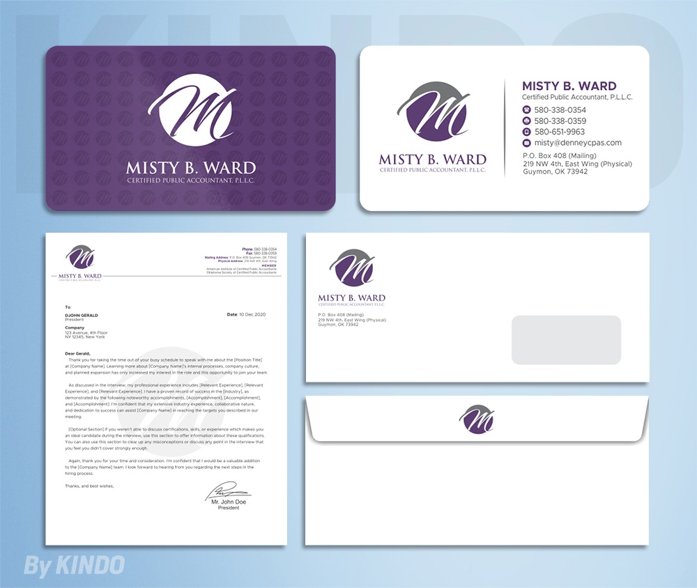 Misty B. Ward, Certified Public Accountant, P.L.L.C. logo design by Kindo