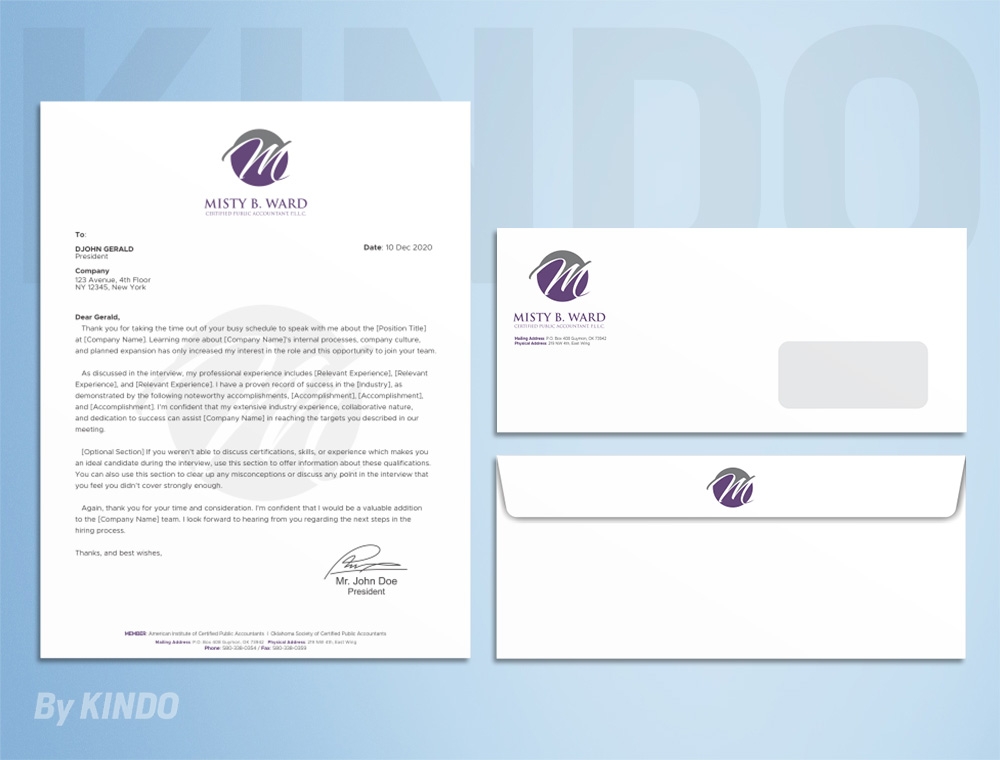 Misty B. Ward, Certified Public Accountant, P.L.L.C. logo design by Kindo