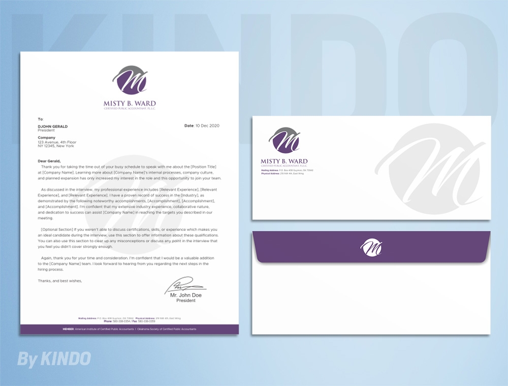 Misty B. Ward, Certified Public Accountant, P.L.L.C. logo design by Kindo