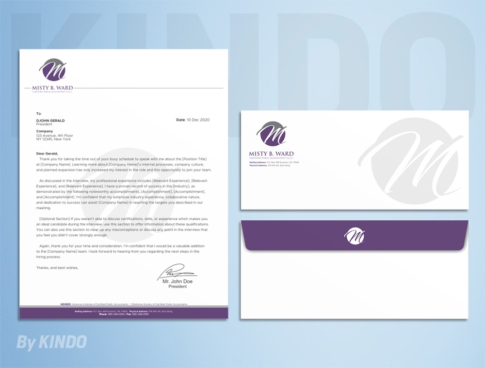 Misty B. Ward, Certified Public Accountant, P.L.L.C. logo design by Kindo