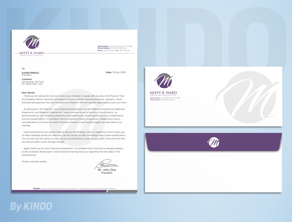 Misty B. Ward, Certified Public Accountant, P.L.L.C. logo design by Kindo