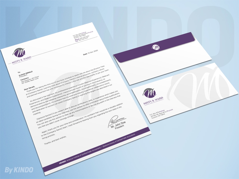 Misty B. Ward, Certified Public Accountant, P.L.L.C. logo design by Kindo