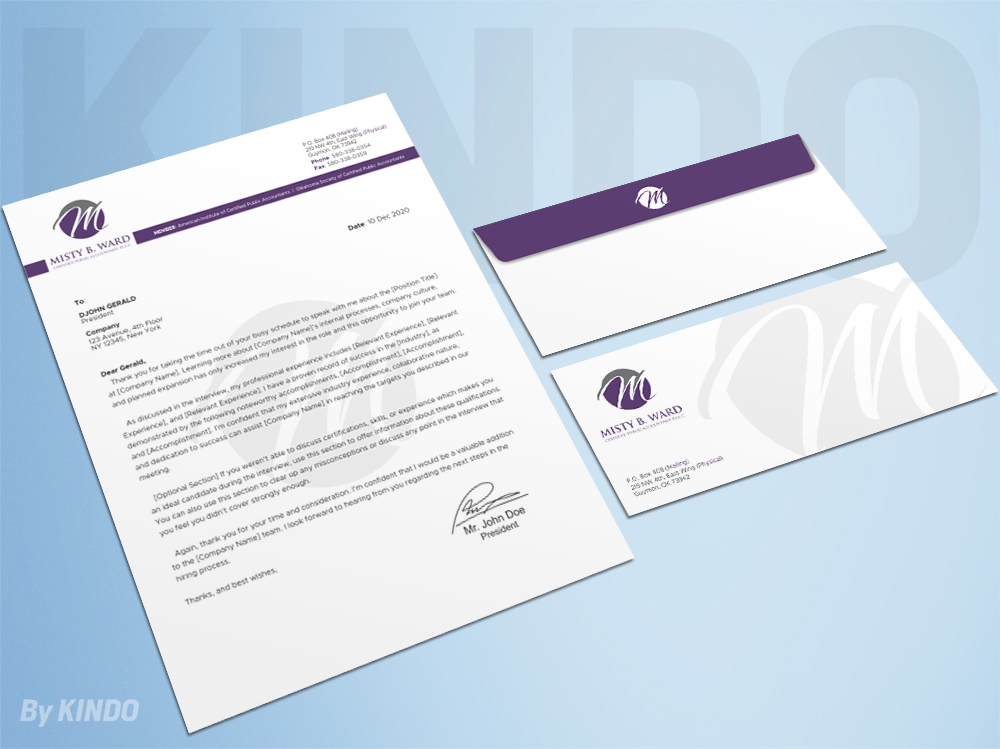 Misty B. Ward, Certified Public Accountant, P.L.L.C. logo design by Kindo