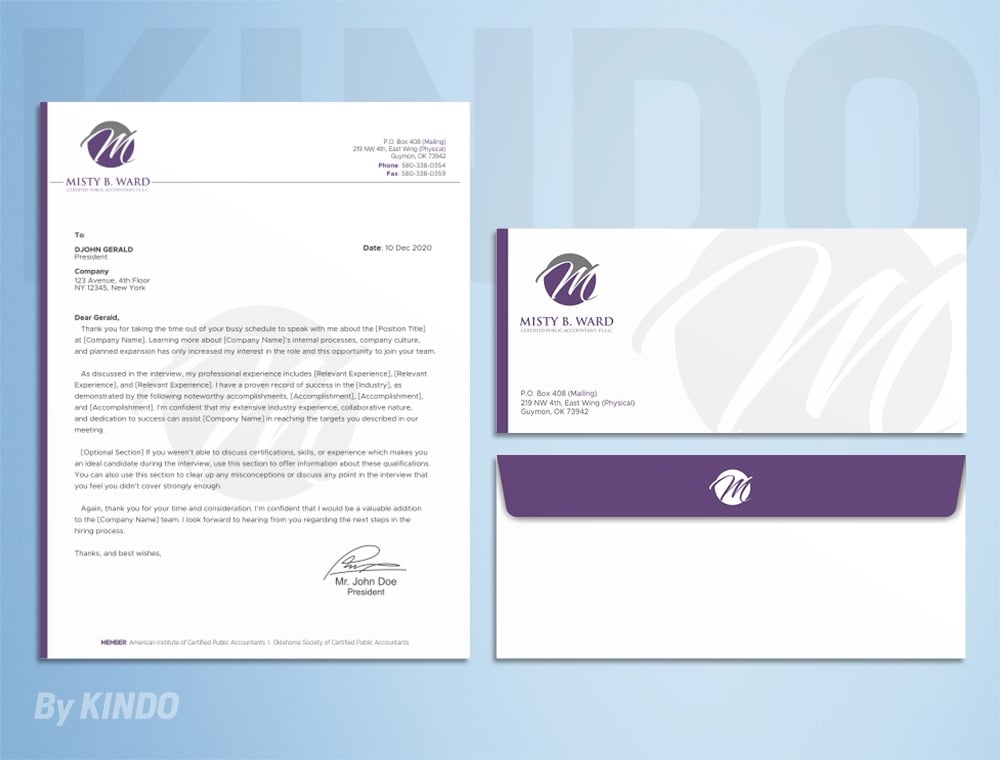 Misty B. Ward, Certified Public Accountant, P.L.L.C. logo design by Kindo