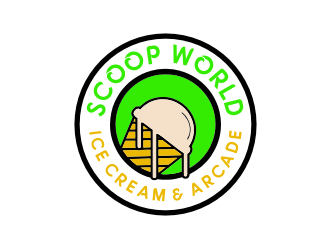 Scoop World Ice Cream &amp; Arcade logo design by Sheilla